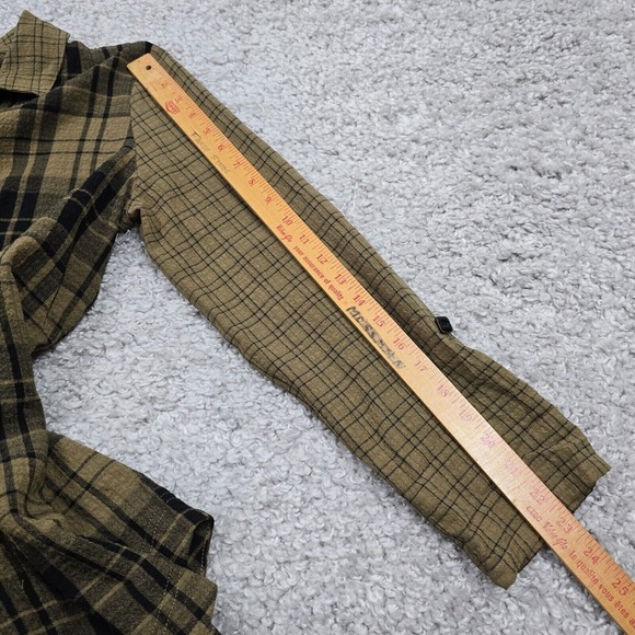 Habitat Shirt Womens Small Brown Plaid Boyfriend Tunic Roll Tab Sleeve Button - Picture 10 of 11